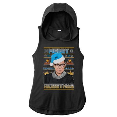 Ruth Bader Ginsburg RBG Merry Resistmas Ugly Christmas Sweater Ladies PosiCharge Tri-Blend Wicking Draft Hoodie Tank