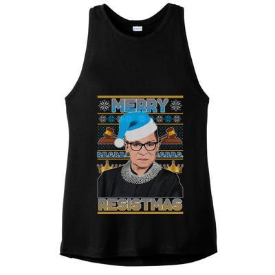 Ruth Bader Ginsburg RBG Merry Resistmas Ugly Christmas Sweater Ladies PosiCharge Tri-Blend Wicking Tank