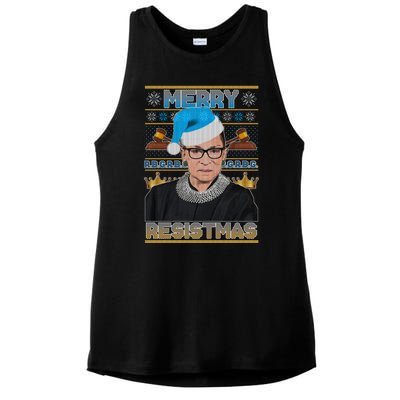 Ruth Bader Ginsburg RBG Merry Resistmas Ugly Christmas Sweater Ladies PosiCharge Tri-Blend Wicking Tank