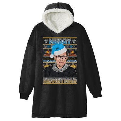 Ruth Bader Ginsburg RBG Merry Resistmas Ugly Christmas Sweater Hooded Wearable Blanket