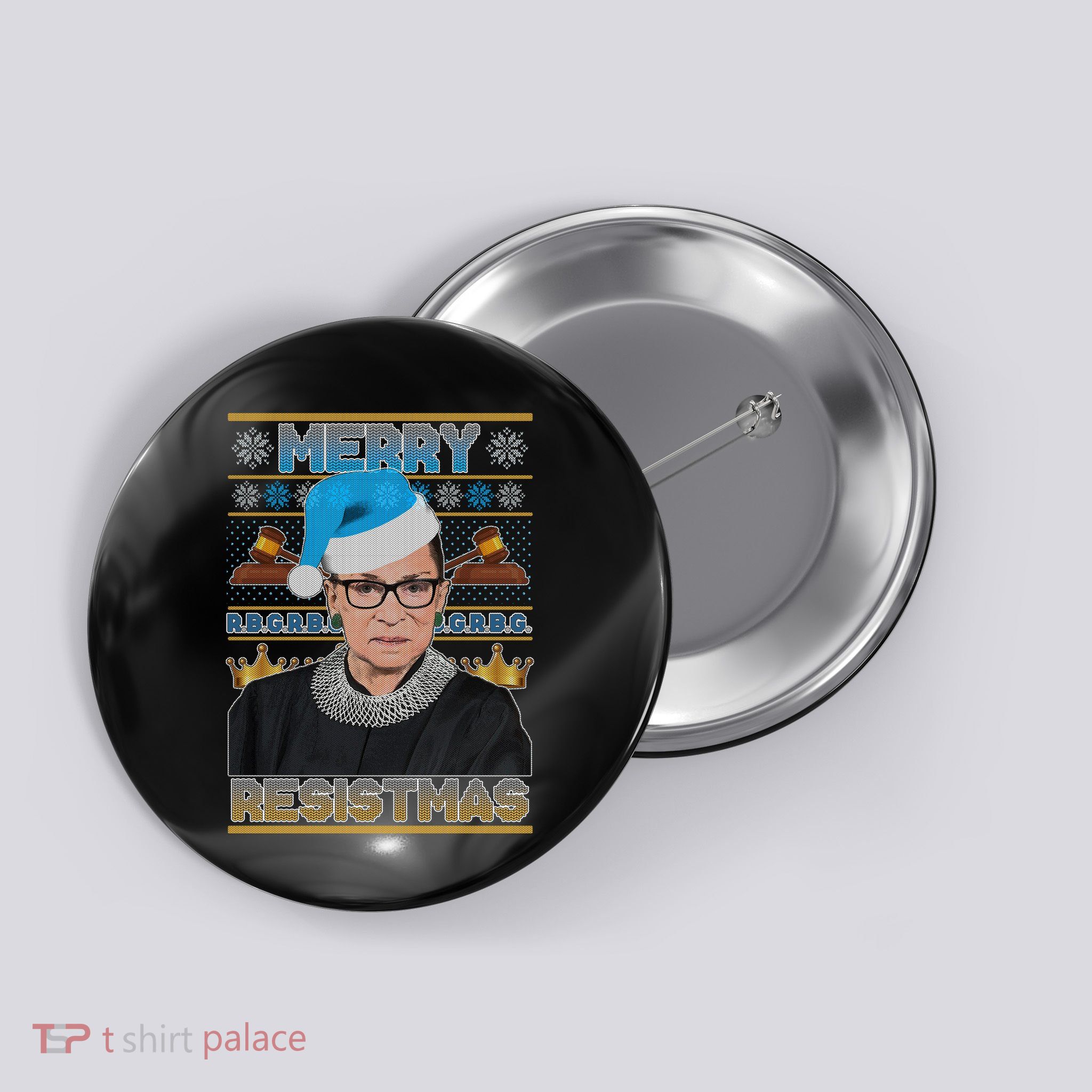 Ruth Bader Ginsburg RBG Merry Resistmas Ugly Christmas Sweater Button