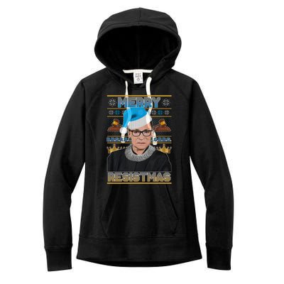 Ruth Bader Ginsburg RBG Merry Resistmas Ugly Christmas Sweater Women's Fleece Hoodie