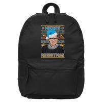 Ruth Bader Ginsburg RBG Merry Resistmas Ugly Christmas Sweater 16 in Basic Backpack