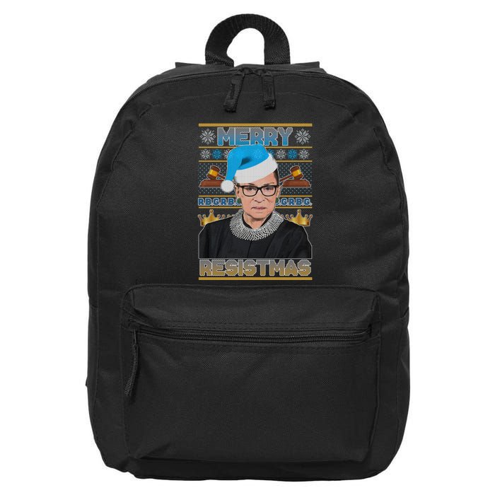 Ruth Bader Ginsburg RBG Merry Resistmas Ugly Christmas Sweater 16 in Basic Backpack