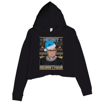 Ruth Bader Ginsburg RBG Merry Resistmas Ugly Christmas Sweater Crop Fleece Hoodie