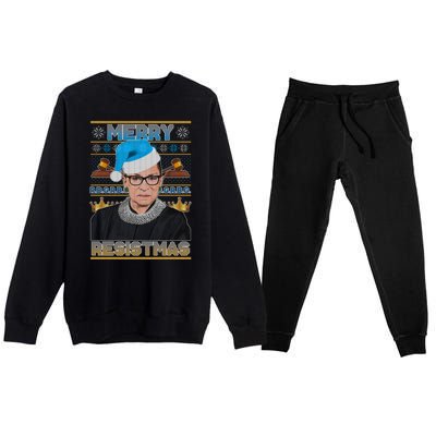 Ruth Bader Ginsburg RBG Merry Resistmas Ugly Christmas Sweater Premium Crewneck Sweatsuit Set