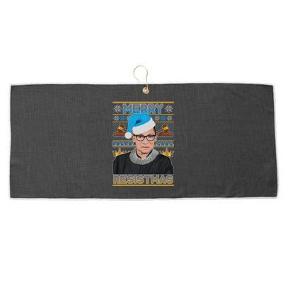 Ruth Bader Ginsburg RBG Merry Resistmas Ugly Christmas Sweater Large Microfiber Waffle Golf Towel