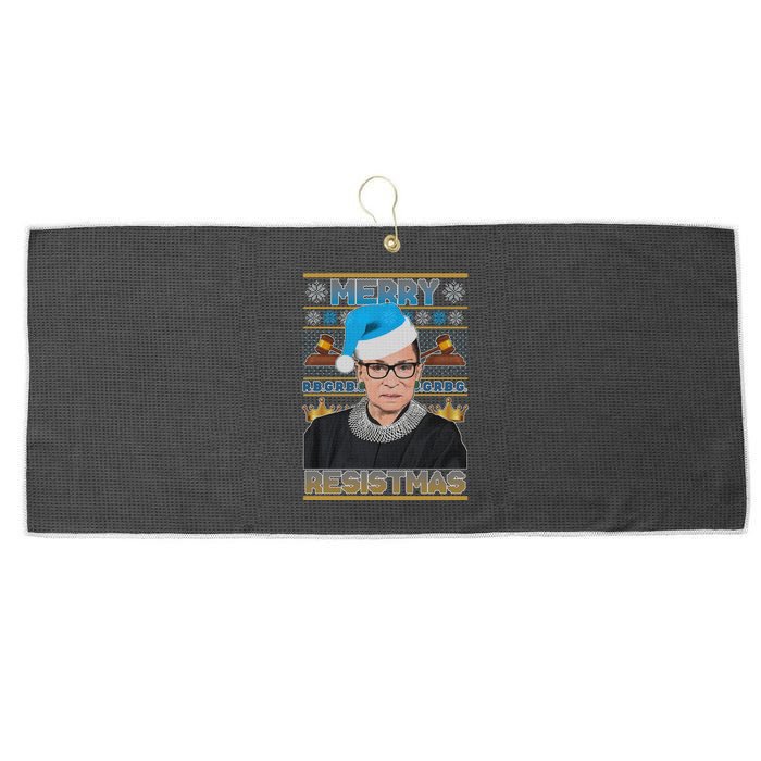Ruth Bader Ginsburg RBG Merry Resistmas Ugly Christmas Sweater Large Microfiber Waffle Golf Towel
