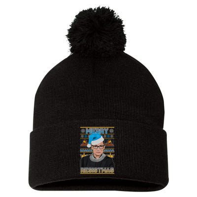 Ruth Bader Ginsburg RBG Merry Resistmas Ugly Christmas Sweater Pom Pom 12in Knit Beanie