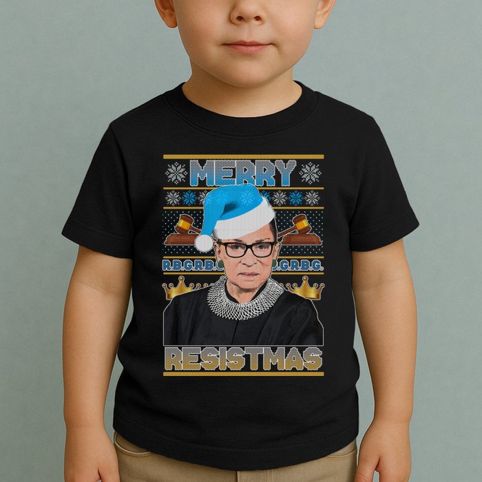 Ruth Bader Ginsburg RBG Merry Resistmas Ugly Christmas Sweater Toddler T-Shirt