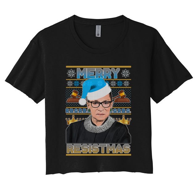 Ruth Bader Ginsburg RBG Merry Resistmas Ugly Christmas Sweater Crop Top