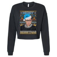 Ruth Bader Ginsburg RBG Merry Resistmas Ugly Christmas Sweater Cropped Pullover Crew