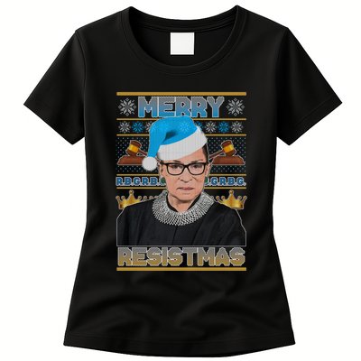 Ruth Bader Ginsburg RBG Merry Resistmas Ugly Christmas Sweater Womens T-Shirt