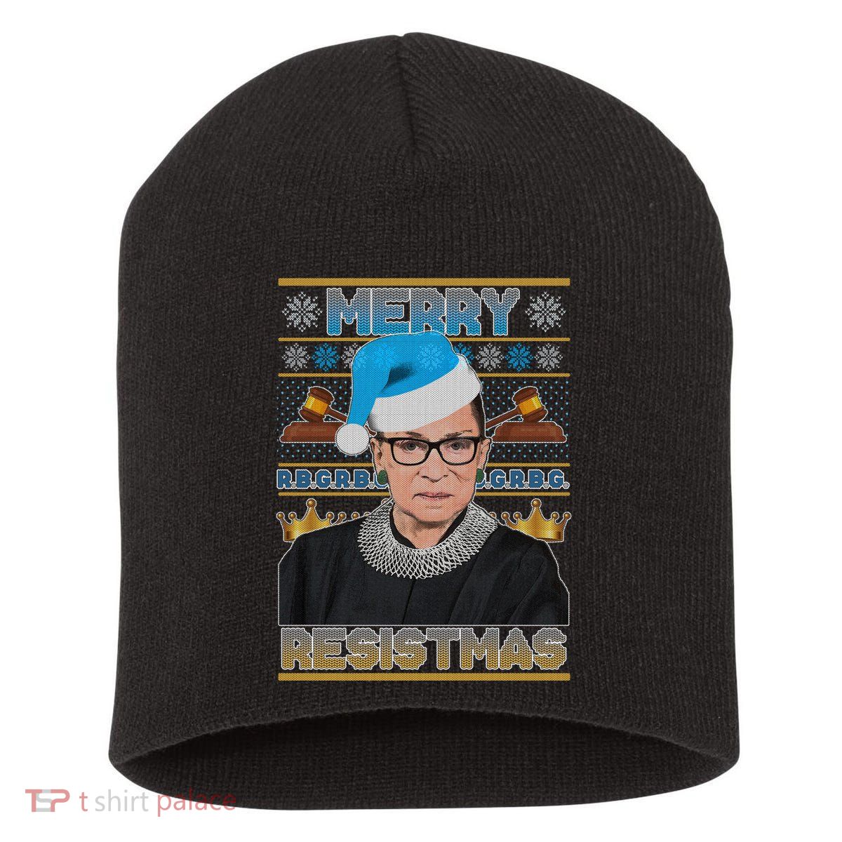 Ruth Bader Ginsburg RBG Merry Resistmas Ugly Christmas Sweater Short Acrylic Beanie