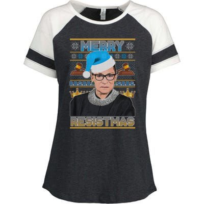 Ruth Bader Ginsburg RBG Merry Resistmas Ugly Christmas Sweater Enza Ladies Jersey Colorblock Tee