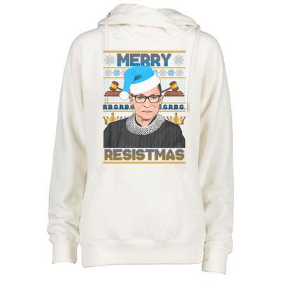 Ruth Bader Ginsburg RBG Merry Resistmas Ugly Christmas Sweater Womens Funnel Neck Pullover Hood