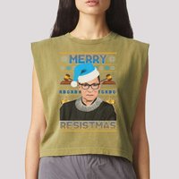 Ruth Bader Ginsburg RBG Merry Resistmas Ugly Christmas Sweater Garment-Dyed Women's Muscle Tee