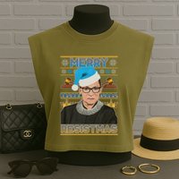 Ruth Bader Ginsburg RBG Merry Resistmas Ugly Christmas Sweater Garment-Dyed Women's Muscle Tee