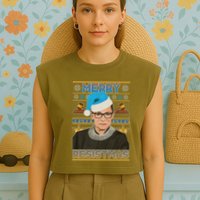 Ruth Bader Ginsburg RBG Merry Resistmas Ugly Christmas Sweater Garment-Dyed Women's Muscle Tee