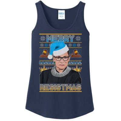 Ruth Bader Ginsburg RBG Merry Resistmas Ugly Christmas Sweater Ladies Essential Tank