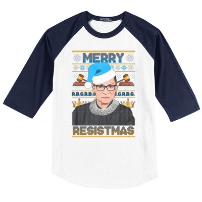 Ruth Bader Ginsburg RBG Merry Resistmas Ugly Christmas Sweater Baseball Sleeve Shirt