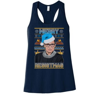 Ruth Bader Ginsburg RBG Merry Resistmas Ugly Christmas Sweater Women's Racerback Tank