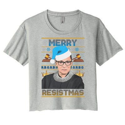 Ruth Bader Ginsburg RBG Merry Resistmas Ugly Christmas Sweater Women's Crop Top Tee