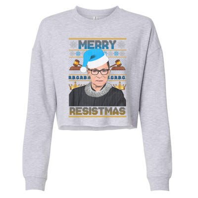 Ruth Bader Ginsburg RBG Merry Resistmas Ugly Christmas Sweater Cropped Pullover Crew