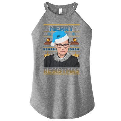 Ruth Bader Ginsburg RBG Merry Resistmas Ugly Christmas Sweater Women's Perfect Tri Rocker Tank