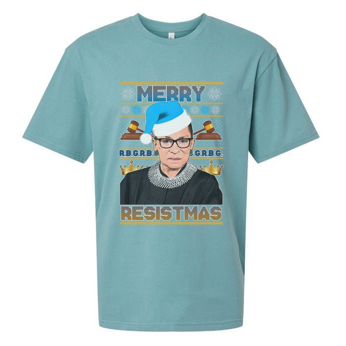 Ruth Bader Ginsburg RBG Merry Resistmas Ugly Christmas Sweater Sueded Cloud Jersey T-Shirt