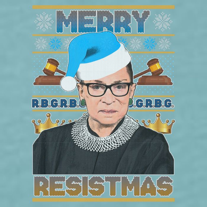 Ruth Bader Ginsburg RBG Merry Resistmas Ugly Christmas Sweater Sueded Cloud Jersey T-Shirt