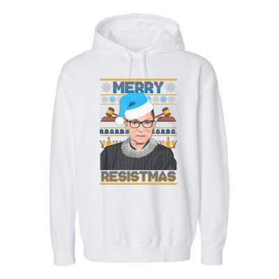 Ruth Bader Ginsburg RBG Merry Resistmas Ugly Christmas Sweater Garment-Dyed Fleece Hoodie