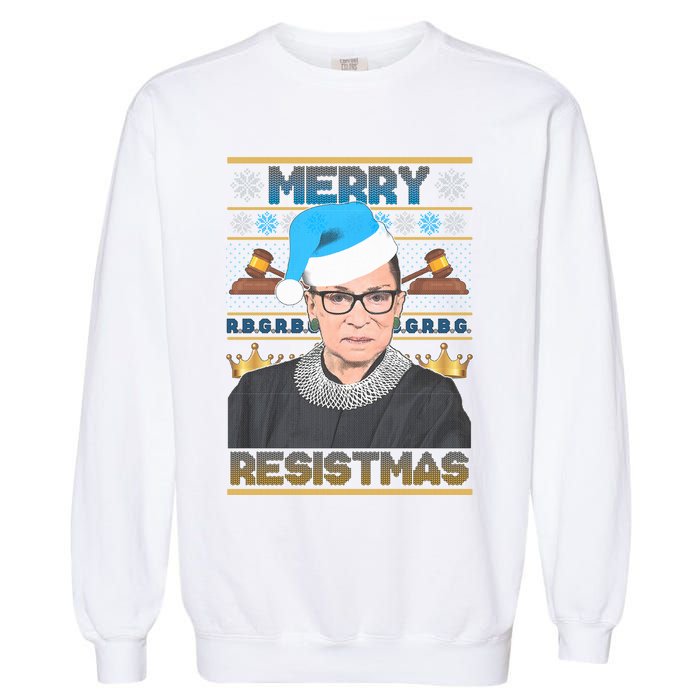 Ruth Bader Ginsburg RBG Merry Resistmas Ugly Christmas Sweater Garment-Dyed Sweatshirt