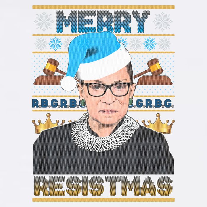 Ruth Bader Ginsburg RBG Merry Resistmas Ugly Christmas Sweater Garment-Dyed Sweatshirt