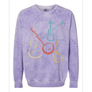 Retro Bluegrass Guitars Banjos Fiddles Mandolins Colorblast Crewneck Sweatshirt