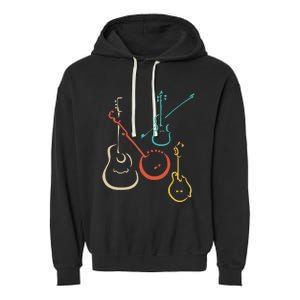 Retro Bluegrass Guitars Banjos Fiddles Mandolins Garment-Dyed Fleece Hoodie