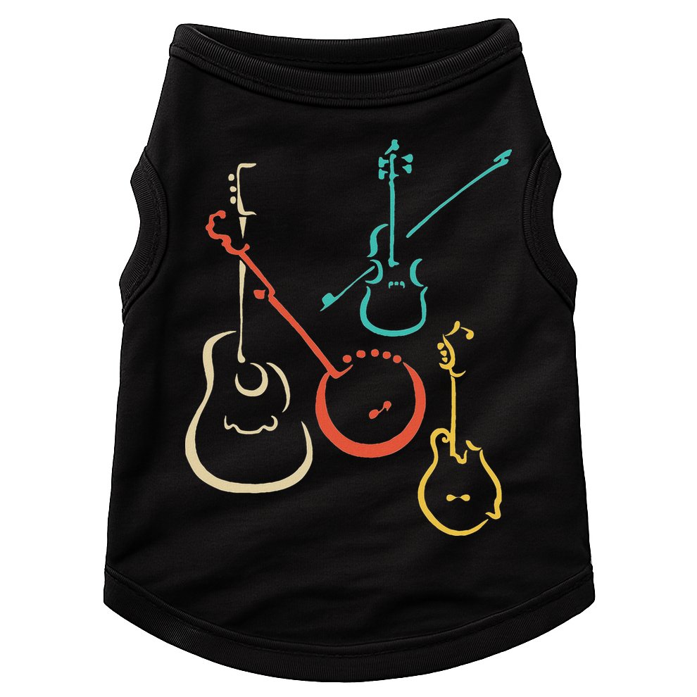 Retro Bluegrass Guitars Banjos Fiddles Mandolins Doggie Tank