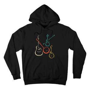 Retro Bluegrass Guitars Banjos Fiddles Mandolins Hoodie