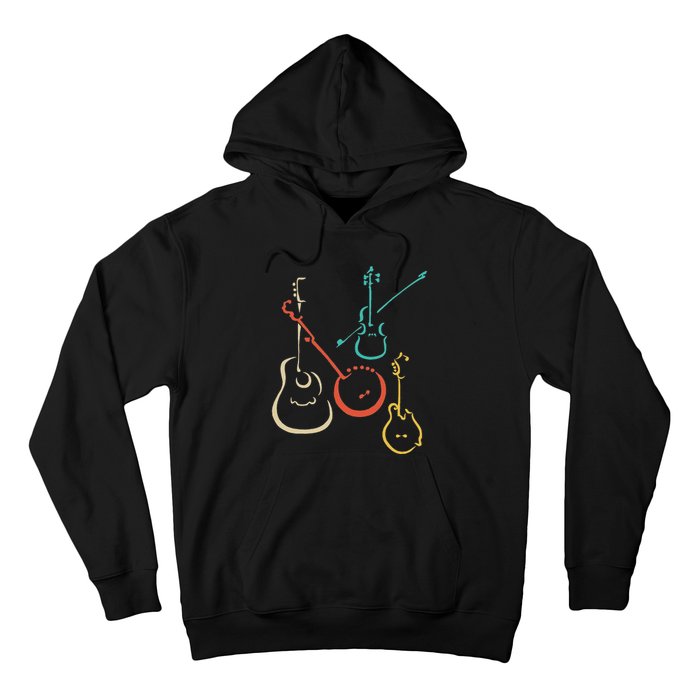 Retro Bluegrass Guitars Banjos Fiddles Mandolins Hoodie