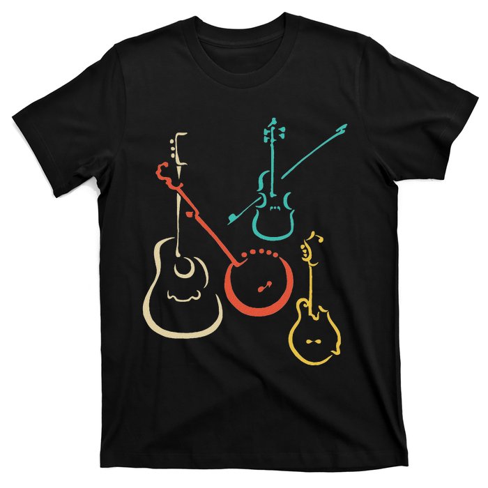 Retro Bluegrass Guitars Banjos Fiddles Mandolins T-Shirt