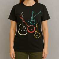 Retro Bluegrass Guitars Banjos Fiddles Mandolins T-Shirt