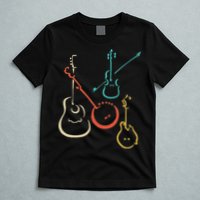 Retro Bluegrass Guitars Banjos Fiddles Mandolins T-Shirt
