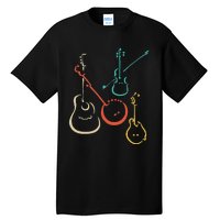 Retro Bluegrass Guitars Banjos Fiddles Mandolins Tall T-Shirt