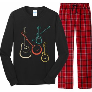 Retro Bluegrass Guitars Banjos Fiddles Mandolins Long Sleeve Pajama Set