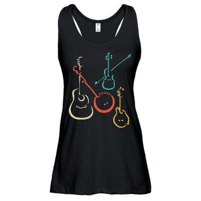 Retro Bluegrass Guitars Banjos Fiddles Mandolins Ladies Essential Flowy Tank