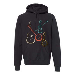 Retro Bluegrass Guitars Banjos Fiddles Mandolins Premium Hoodie