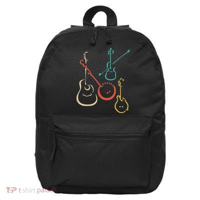 Retro Bluegrass Guitars Banjos Fiddles Mandolins 16 in Basic Backpack