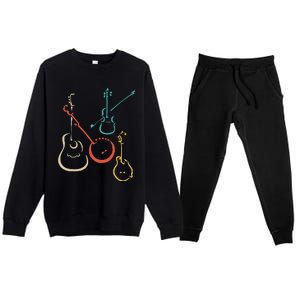 Retro Bluegrass Guitars Banjos Fiddles Mandolins Premium Crewneck Sweatsuit Set