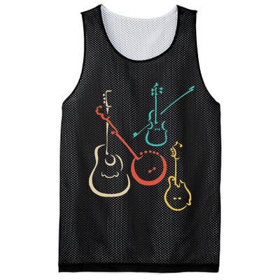 Retro Bluegrass Guitars Banjos Fiddles Mandolins Mesh Reversible Basketball Jersey Tank