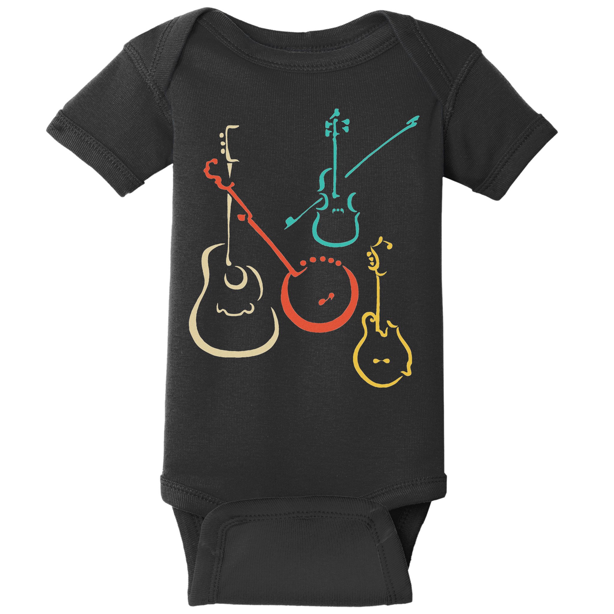 Retro Bluegrass Guitars Banjos Fiddles Mandolins Baby Bodysuit
